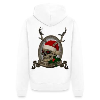 Crâne avec des bois Joyeux Noël - Veste à capuche bio Premium Unisexe - blanc - Dos - Thijin (182cm)