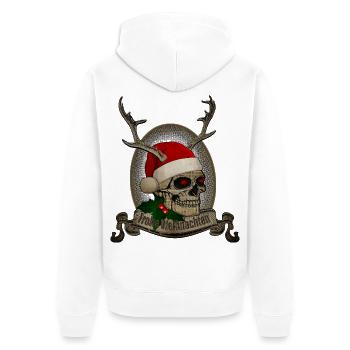 Crâne de joyeux Noël avec des bois - Veste à capuche bio Premium Unisexe - blanc - Dos - Thijin (182cm)