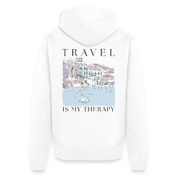 Le voyage est ma thérapie - Veste à capuche bio Premium Unisexe - blanc - Dos - Thijin (182cm)