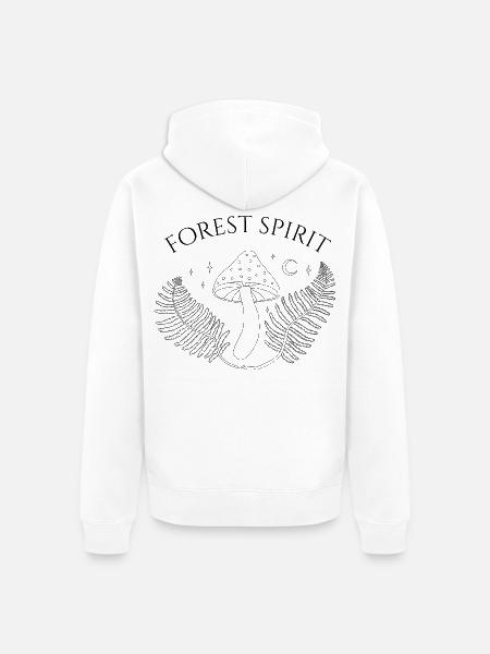 Waldgeist, Pilz und Farn - Unisex Premium Bio Zip Hoodie - Weiß