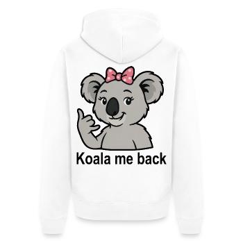 Koala Saying Call Phone Cute Koala - Unisex Premium Organic Zip Hoodie - white - Back - Thijin (182cm)