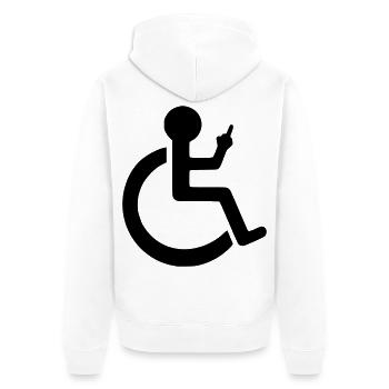 Utilisateur d’un fauteuil roulant avec une opinion claire # - Veste à capuche bio Premium Unisexe - blanc - Dos - Thijin (182cm)