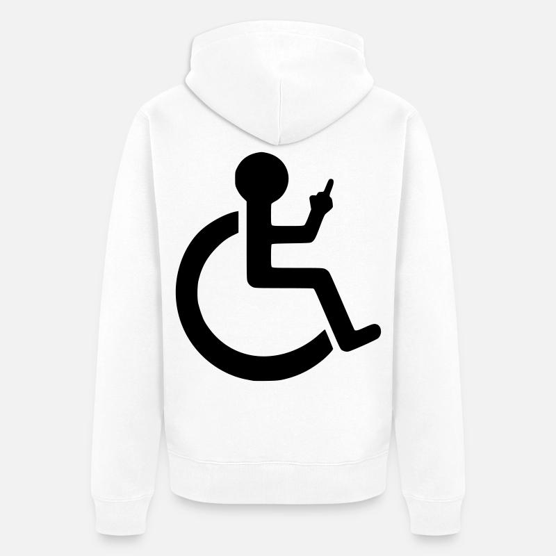 Utilisateur d’un fauteuil roulant avec une opinion claire # - Veste à capuche bio Premium Unisexe - blanc
