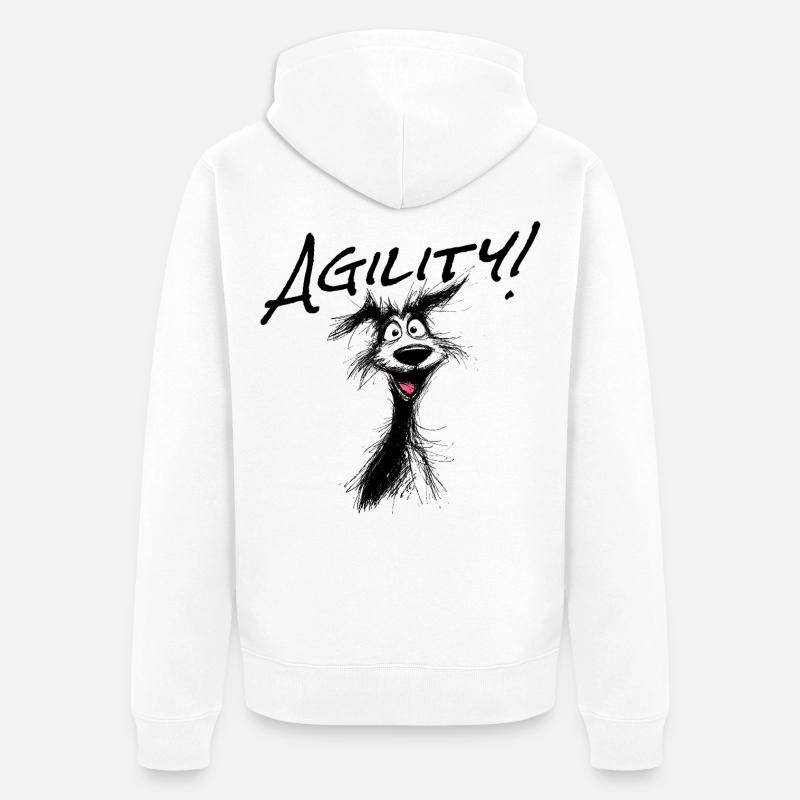 L’agilité – le sport des chiens actifs ! - Veste à capuche bio Premium Unisexe - blanc