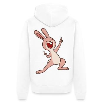 Hoppelfreude - Unisex Premium Bio Zip Hoodie - Weiß - Hinten - Thijin (182cm)