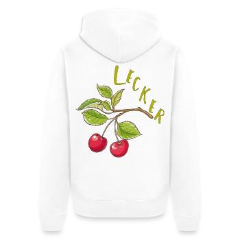 Kirschen  - Unisex Premium Bio Zip Hoodie - Weiß - Hinten - Thijin (182cm)