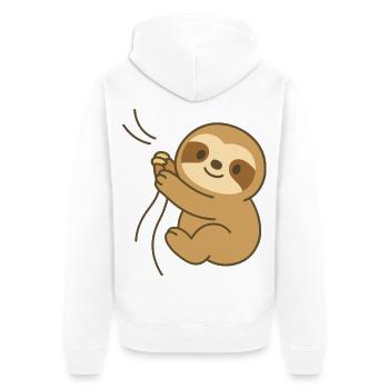 Cozy Sloth Hug - Cuddly Sloth Baby - Unisex Premium Organic Zip Hoodie - white - Back - Thijin (182cm)