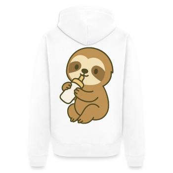 Bottle Time Sloth - Faultier-Baby mit Fläschchen - Unisex Premium Bio Zip Hoodie - Weiß - Hinten - Thijin (182cm)