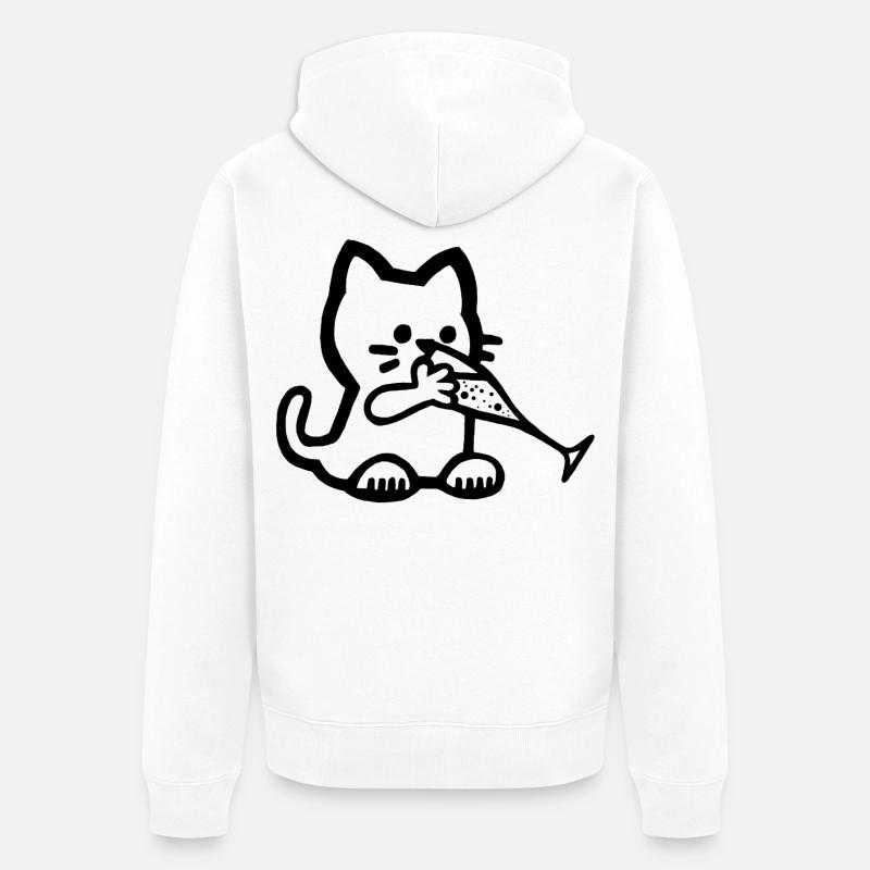 Durstiges Kätzchen - Unisex Premium Bio Zip Hoodie - Weiß