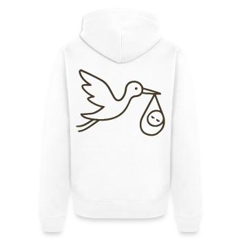 Cigogne avec bébé enfant - Arrivée minimale de bébé - Veste à capuche bio Premium Unisexe - blanc - Dos - Thijin (182cm)