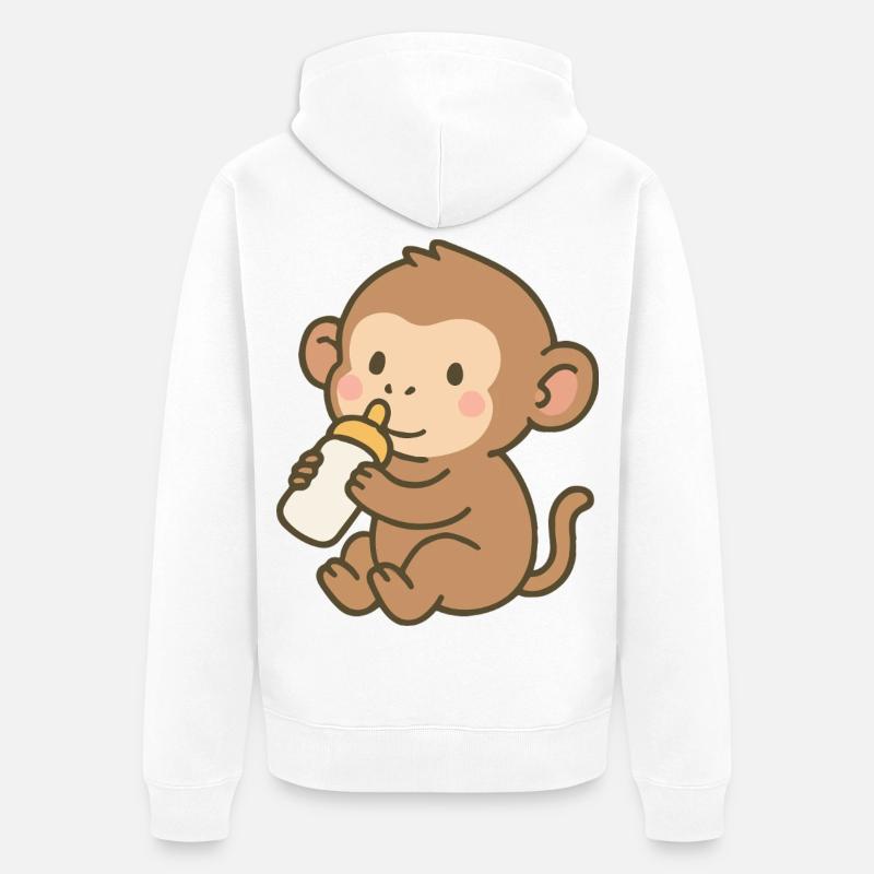 Fläschchen-Äffchen - Unisex Premium Bio Zip Hoodie - Weiß