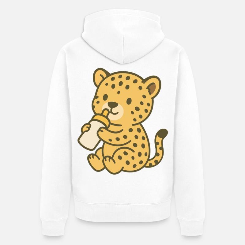 Bébé guépard avec biberon - Veste à capuche bio Premium Unisexe - blanc