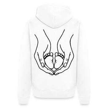 Logo Mains tenant les pieds de bébé - Veste à capuche bio Premium Unisexe - blanc - Dos - Thijin (182cm)