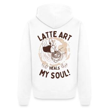Latte Art Heals My Soul – Barista Coffee Design - Unisex Premium Bio Zip Hoodie - Weiß - Hinten - Thijin (182cm)
