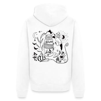Krauterhexe - Unisex Premium Bio Zip Hoodie - Weiß - Hinten - Thijin (182cm)