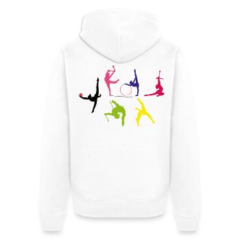Rhythmische Sportgymnastik - Unisex Premium Bio Zip Hoodie - Weiß - Hinten - Thijin (182cm)