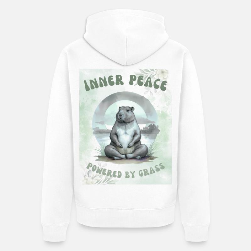 Inner Peace – Powered by Grass - Unisex Premium Bio Zip Hoodie - Weiß