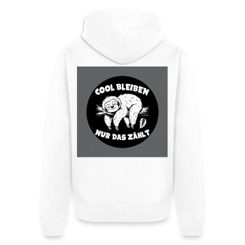 Cool bleiben immer mit der Ruhe lustiges Faultier - Unisex Premium Bio Zip Hoodie - Weiß - Hinten - Thijin (182cm)