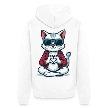 Heartbeat Kitty - Unisex Premium Organic Zip Hoodie - white - Back - Thijin (182cm)