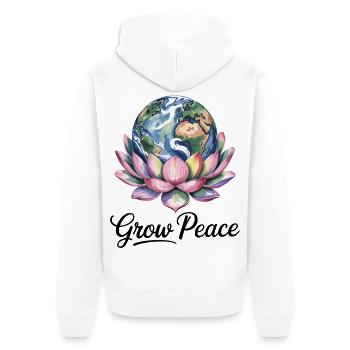 Grow Peace Earth Lotus Chemise - Veste à capuche bio Premium Unisexe - blanc - Dos - Thijin (182cm)