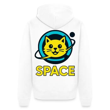Space-Cat - Unisex Premium Bio Zip Hoodie - Weiß - Hinten - Thijin (182cm)