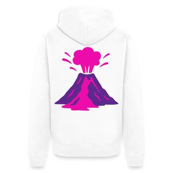 Vulkanausbruch in pink - Unisex Premium Bio Zip Hoodie - Weiß - Hinten - Thijin (182cm)