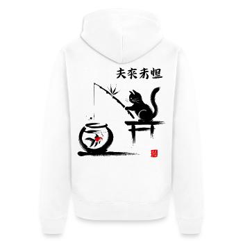 Minimalist Leaf Pattern on Bold Background - Unisex Premium Organic Zip Hoodie - white - Back - Thijin (182cm)