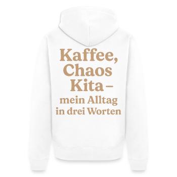 Kaffee Chaos Kita (milchkaffee) - Unisex Premium Bio Zip Hoodie - Weiß - Hinten - Thijin (182cm)