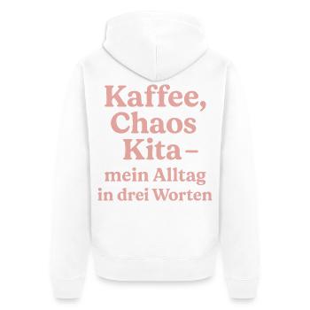 Kaffee Chaos Kita (rosa) - Unisex Premium Bio Zip Hoodie - Weiß - Hinten - Thijin (182cm)