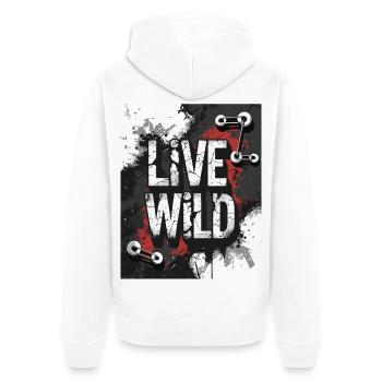 Joie de vivre "Wild Life" design - Unisex Premium Organic Zip Hoodie - white - Back - Thijin (182cm)