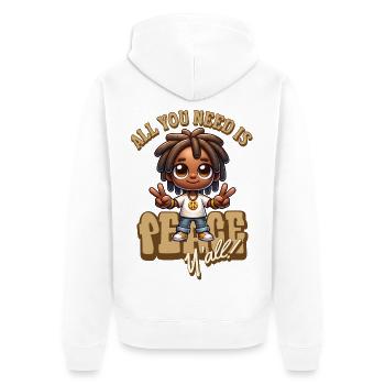 Peace Yall Cartoon Vibe - Unisex Premium Organic Zip Hoodie - white - Back - Thijin (182cm)