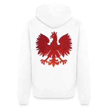 Polen Polska Adler Flagge Fahne episch Geschenk - Unisex Premium Bio Zip Hoodie - Weiß - Hinten - Thijin (182cm)