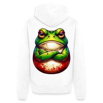 Frog - Crossed Arms - Nope - Bad Mood - Unisex Premium Organic Zip Hoodie - white - Back - Thijin (182cm)