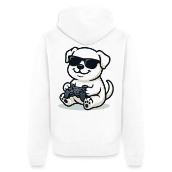 Controller Pup - Unisex Premium Organic Zip Hoodie - white - Back - Thijin (182cm)