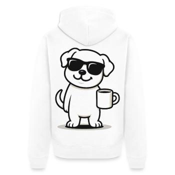 Coffee Pup - Unisex Premium Organic Zip Hoodie - white - Back - Thijin (182cm)