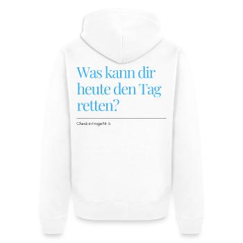 Check-in Question No. 5 - Unisex Premium Organic Zip Hoodie - white - Back - Thijin (182cm)