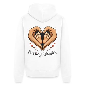 Our little miracle: baby feet in the heart - Unisex Premium Organic Zip Hoodie - white - Back - Thijin (182cm)