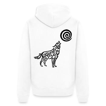 The Black Wolf and the Moon - Unisex Premium Organic Zip Hoodie - white - Back - Thijin (182cm)