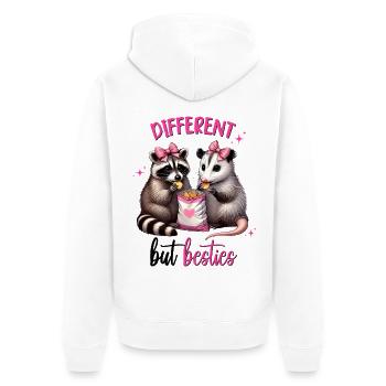 Différent mais meilleures amies, Amitié, Saint-Valentin - Veste à capuche bio Premium Unisexe - blanc - Dos - Thijin (182cm)