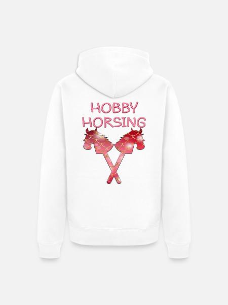 HOBBY HORSING HORSES - Unisex Premium Organic Zip Hoodie - white