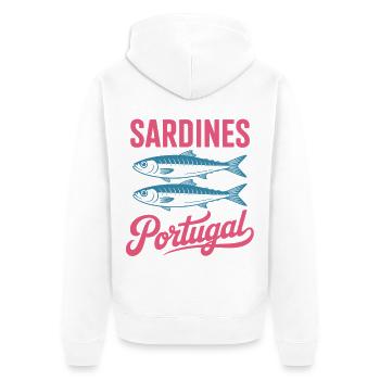Colorful Sardines Portugal Illustration - Unisex Premium Organic Zip Hoodie - white - Back - Thijin (182cm)