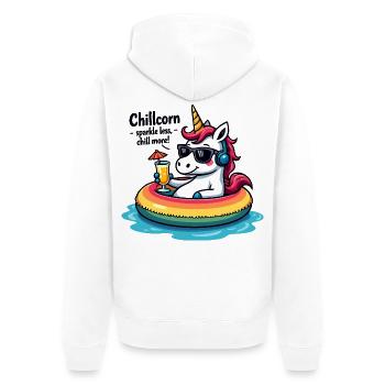 Chillcorn – scintiller moins, chiller plus - Veste à capuche bio Premium Unisexe - blanc - Dos - Thijin (182cm)