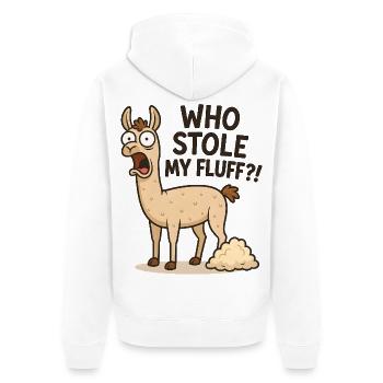 Humorvolles Lama mit Flusen - Unisex Premium Bio Zip Hoodie - Weiß - Hinten - Thijin (182cm)