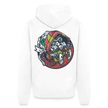 Rothelm-Astronaut Zombie - Unisex Premium Bio Zip Hoodie - Weiß - Hinten - Thijin (182cm)