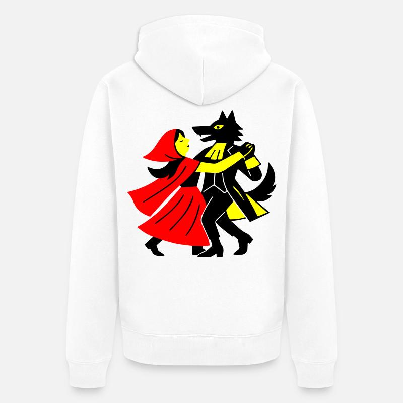 Walzer mit dem Wolf - Unisex Premium Bio Zip Hoodie - Weiß
