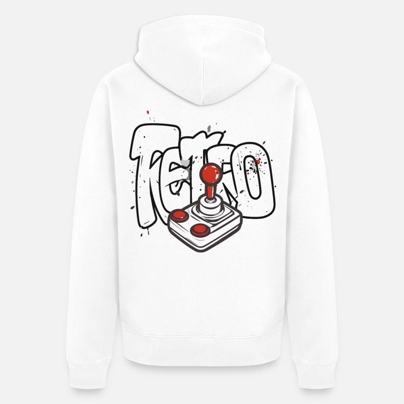 Conception du joystick Retrobomber - Veste à capuche bio Premium Unisexe - blanc