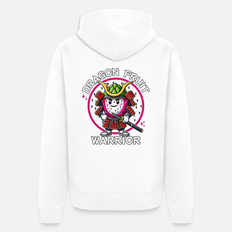 Must-have Dragon Fruit Warrior Samurai - Unisex Premium Bio Zip Hoodie - Weiß