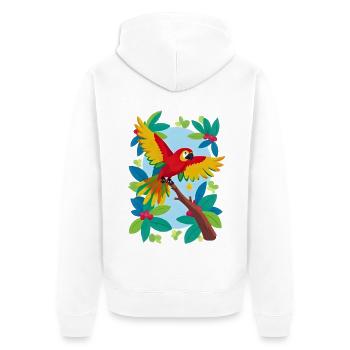 Perroquet tropical coloré - Veste à capuche bio Premium Unisexe - blanc - Dos - Thijin (182cm)