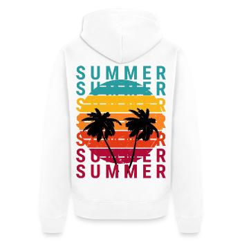 Sommerlicher Sonnenuntergang mit Palmen - Unisex Premium Bio Zip Hoodie - Weiß - Hinten - Thijin (182cm)