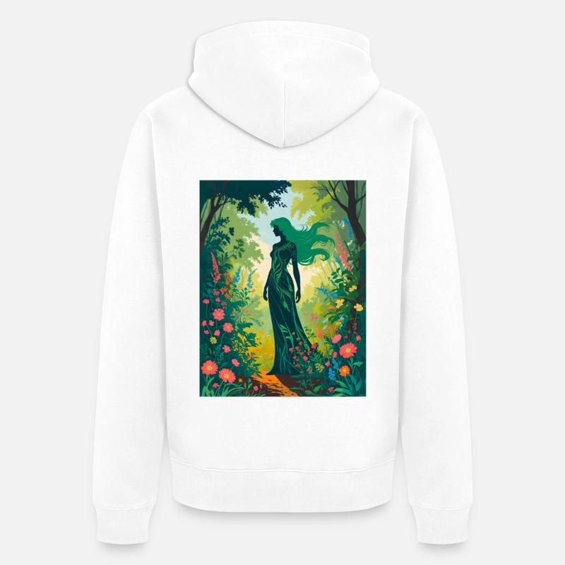 Mère Nature dans la forêt enchantée - Veste à capuche bio Premium Unisexe - blanc